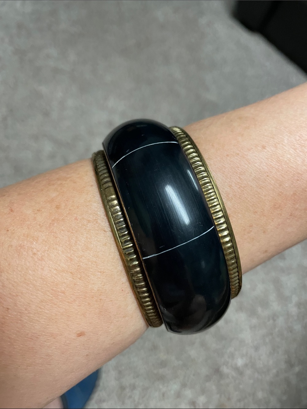 Vintage brass Black Resin Bangle - super cool